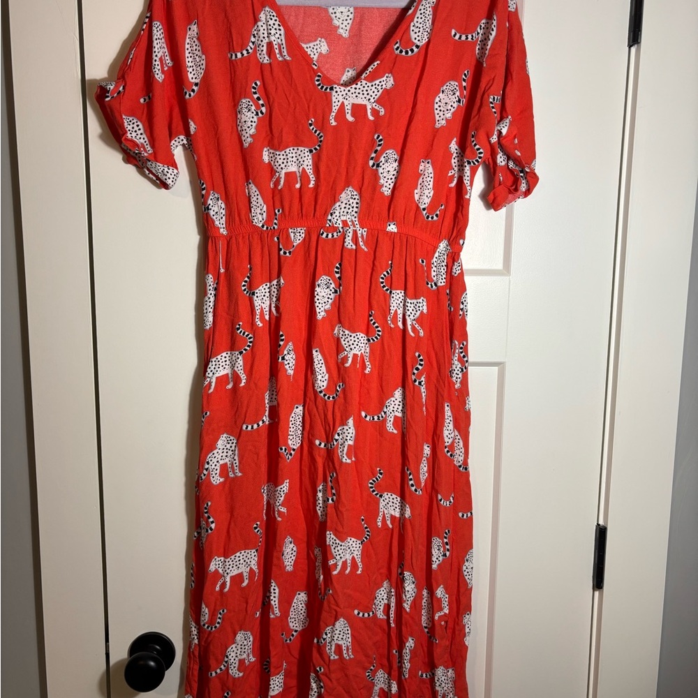 Anorak‎ Print Happy Planet Happy Orange Snow Leopard Dress Size 12